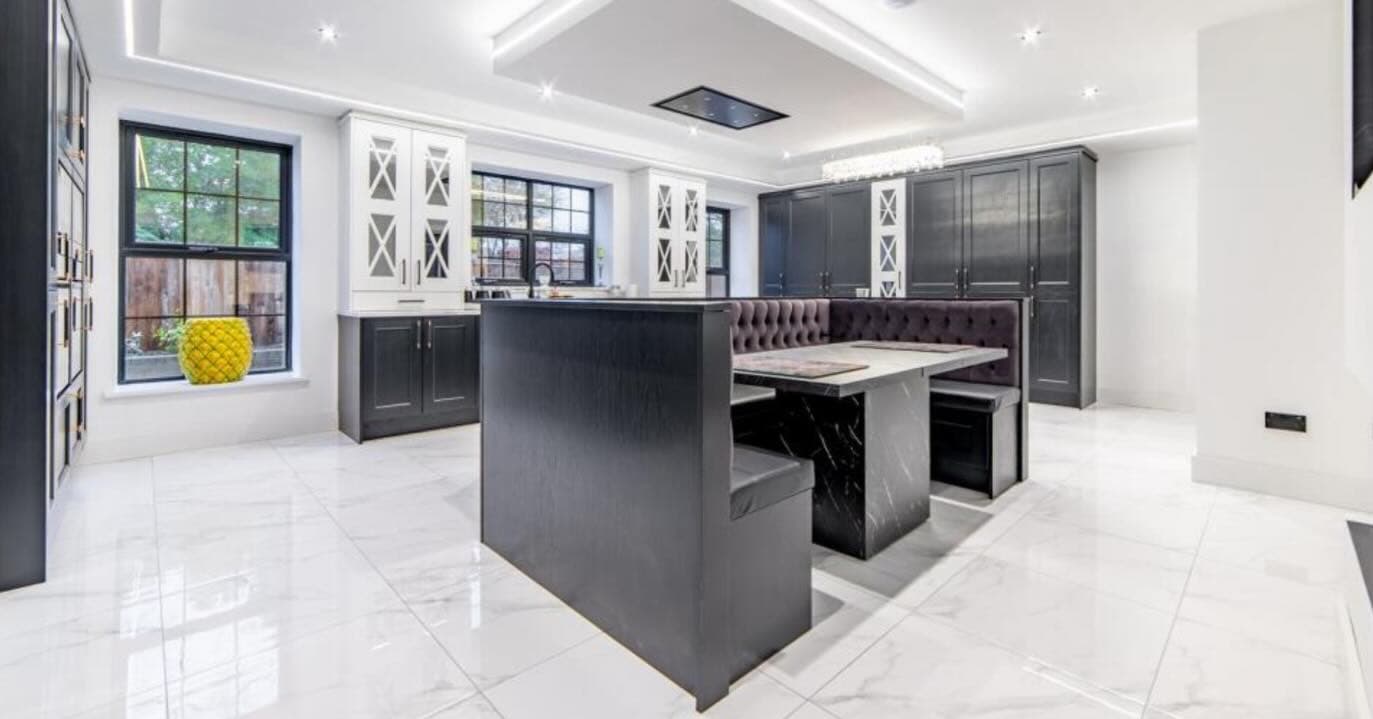 Bespoke banquette seating and joinery in a modern kitchen
